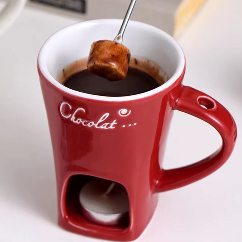 200Ml Chocolate Fondue Mug Melting Cups Hot Pot Ceramic Melted Cups Butter Warmer Heating Tea Light Melt Pot for Candy Chocolate