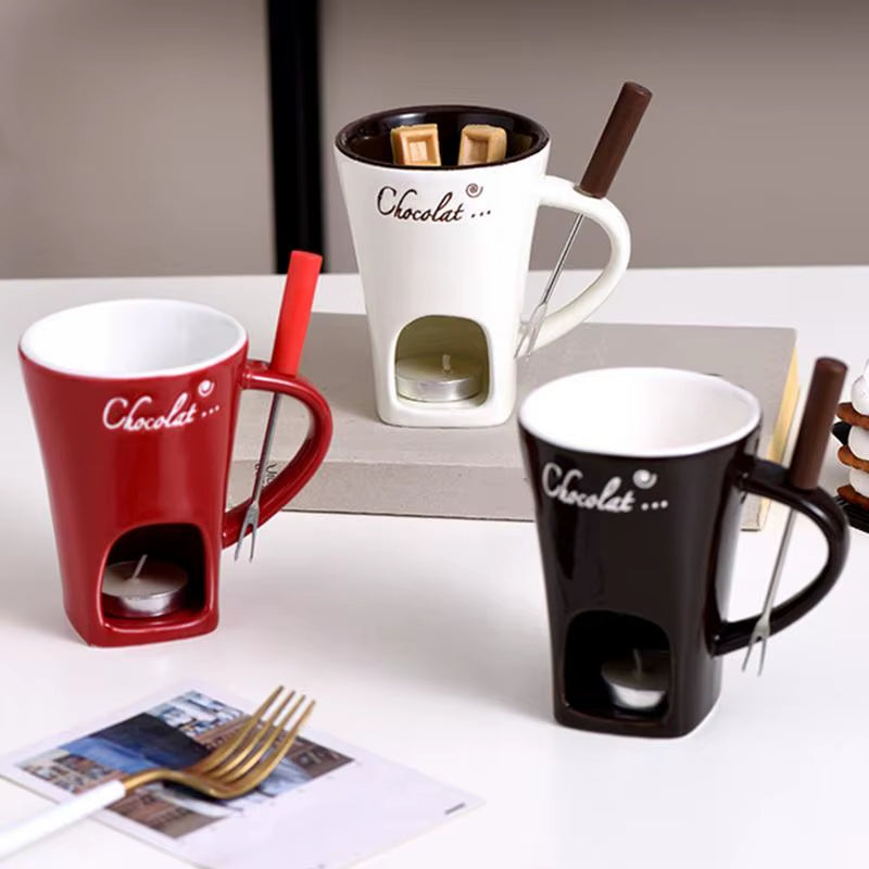 200Ml Chocolate Fondue Mug Melting Cups Hot Pot Ceramic Melted Cups Butter Warmer Heating Tea Light Melt Pot for Candy Chocolate